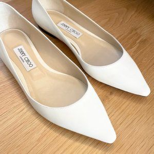 Jimmy Choo Romy White Patent Leather Flat -- NWT